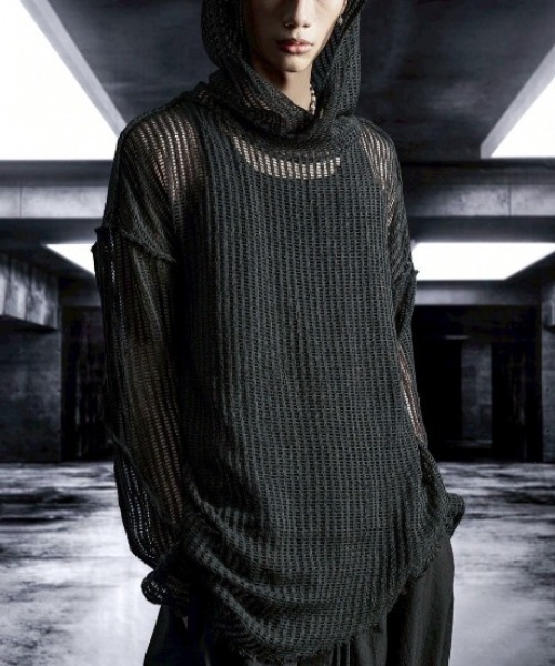 RICH(リッチ)の「【RICH】Mesh Hoodie / 【リッチ】メッシュフードトップス(Tシャツ/カットソー・メンズ・ブラック・M/XL)」の5枚目の写真