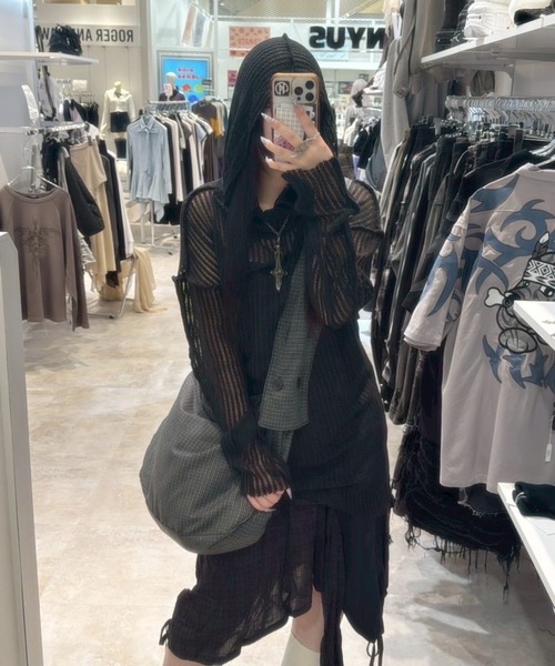 RICH(リッチ)の「【RICH】Mesh Hoodie / 【リッチ】メッシュフードトップス(Tシャツ/カットソー・メンズ・ブラック・M/XL)」の6枚目の写真