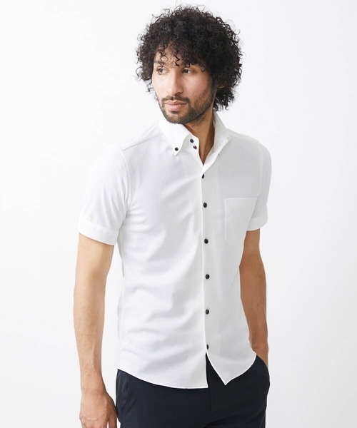 MICHEL KLEIN HOMME (ミッシェルクランオム)の「イージーケアドレス半袖シャツ(シャツ/ブラウス・メンズ・ホワイト/ライトブルー/ネイビー・MEDIUM/LARGE/X-LARGE)」の2枚目の写真