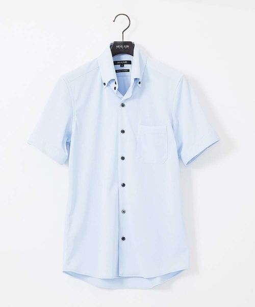 MICHEL KLEIN HOMME (ミッシェルクランオム)の「イージーケアドレス半袖シャツ(シャツ/ブラウス・メンズ・ホワイト/ライトブルー/ネイビー・MEDIUM/LARGE/X-LARGE)」の1枚目の写真