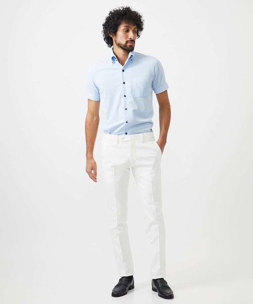 MICHEL KLEIN HOMME (ミッシェルクランオム)の「イージーケアドレス半袖シャツ(シャツ/ブラウス・メンズ・ホワイト/ライトブルー/ネイビー・MEDIUM/LARGE/X-LARGE)」の5枚目の写真
