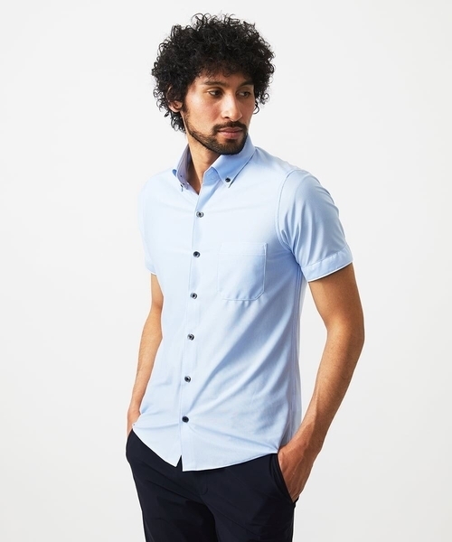 MICHEL KLEIN HOMME (ミッシェルクランオム)の「イージーケアドレス半袖シャツ(シャツ/ブラウス・メンズ・ホワイト/ライトブルー/ネイビー・MEDIUM/LARGE/X-LARGE)」の6枚目の写真