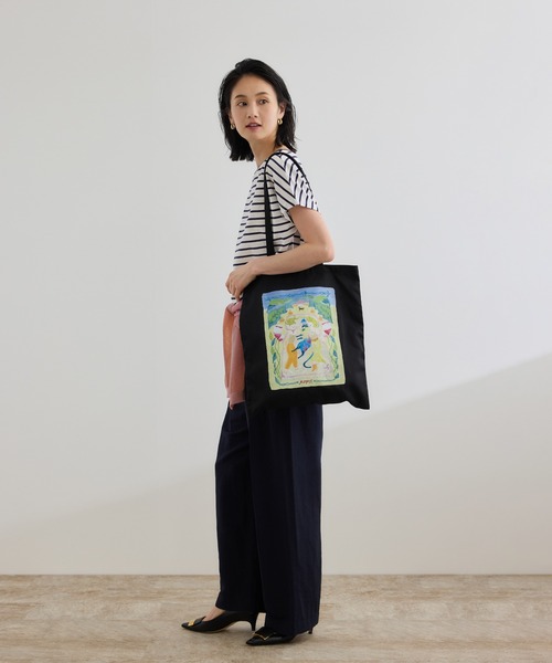 ROPE'（ロペ）の「【Kei Nagayama for ROPE'】イラスト入りトートバッグ【A4対応】（トートバッグ・レディース・ホワイト/ブラック・FREE）」の8枚目の写真
