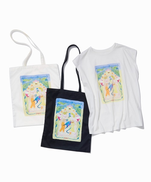 ROPE'（ロペ）の「【Kei Nagayama for ROPE'】イラスト入りトートバッグ【A4対応】（トートバッグ・レディース・ホワイト/ブラック・FREE）」の5枚目の写真