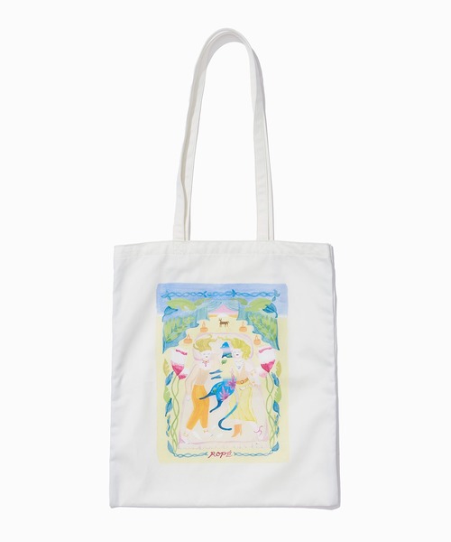 ROPE'（ロペ）の「【Kei Nagayama for ROPE'】イラスト入りトートバッグ【A4対応】（トートバッグ・レディース・ホワイト/ブラック・FREE）」の3枚目の写真