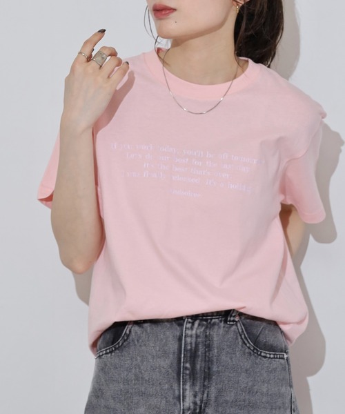 &soiree(アンドソワレ)の「&soiree フロント刺繍Tシャツ(Tシャツ/カットソー・レディース・ホワイト/ピンク/ネイビー/ベージュ/スミクロ/ブラウン・F/FREE)」の12枚目の写真