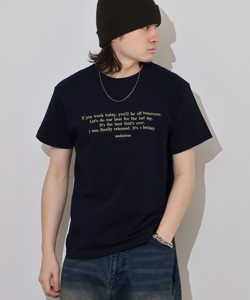 &soiree(アンドソワレ)の「&soiree フロント刺繍Tシャツ(Tシャツ/カットソー・レディース・ホワイト/ピンク/ネイビー/ベージュ/スミクロ/ブラウン・F/FREE)」の15枚目の写真