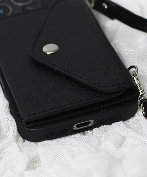 Fun & Daily（ファンアンドデイリー）の「レザーショルダー iPhoneケース　iPhone14 15 16 Plus/Pro/ProMax カードケース（スマホケース/カバー・レディース・ブラック・iPhone 15/iPhone 15 Plus/iPhone 15 Pro/iPhone 15 Pro Max/iPhone 16/iPhone 16 Plus/iPhone 16 Pro/iPhone 16 Pro Max）」の5枚目の写真