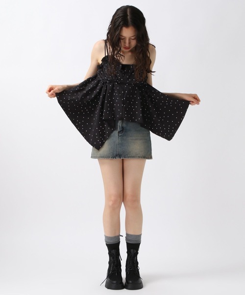 FOREVER 21（フォーエバー トゥエンティーワン）の「【2025SS】ドットアシメヘムキャミチュニック（キャミソール・レディース・ブラック/ナチュラル・FREE）」の18枚目の写真