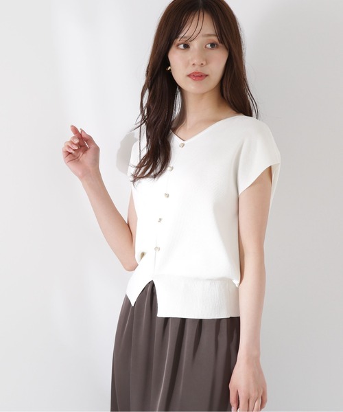 PROPORTION BODY DRESSING(プロポーションボディドレッシング)の「前後2WAY総針ニット / 1215270608(ニット/セーター・レディース・ネイビー/ホワイト系その他/ピンク/グリーン・FREE)」の2枚目の写真