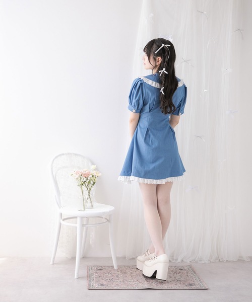DearMyLoveRose(ディアマイラブローズ)の「丸襟デニムフレアワンピース【大きいサイズ有り】(ワンピース・レディース・インディゴブルー/ブラック/ライトブルー・LARGE/LL/3L/MEDIUM)」の22枚目の写真