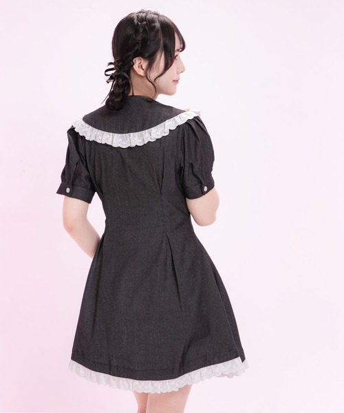 DearMyLoveRose(ディアマイラブローズ)の「丸襟デニムフレアワンピース【大きいサイズ有り】(ワンピース・レディース・インディゴブルー/ブラック/ライトブルー・LARGE/LL/3L/MEDIUM)」の9枚目の写真