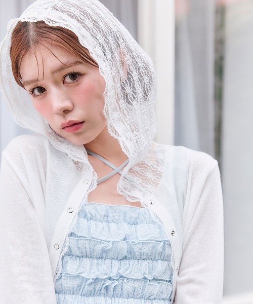 OLIVE des OLIVE（オリーブデオリーブ）の「【夏まで着れる◎/着痩せ】レースパーカー（パーカー・レディース・オフホワイト/ピンク/ブラック・FREE）」の3枚目の写真