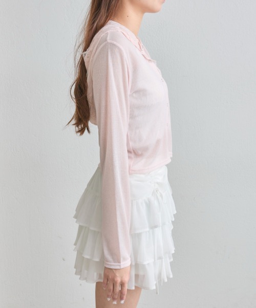 OLIVE des OLIVE（オリーブデオリーブ）の「【夏まで着れる◎/着痩せ】レースパーカー（パーカー・レディース・オフホワイト/ピンク/ブラック・FREE）」の4枚目の写真