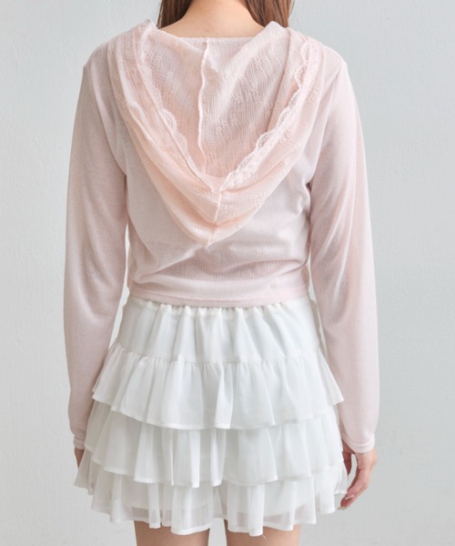 OLIVE des OLIVE（オリーブデオリーブ）の「【夏まで着れる◎/着痩せ】レースパーカー（パーカー・レディース・オフホワイト/ピンク/ブラック・FREE）」の6枚目の写真