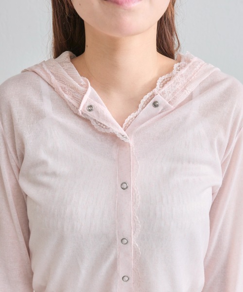 OLIVE des OLIVE（オリーブデオリーブ）の「【夏まで着れる◎/着痩せ】レースパーカー（パーカー・レディース・オフホワイト/ピンク/ブラック・FREE）」の7枚目の写真