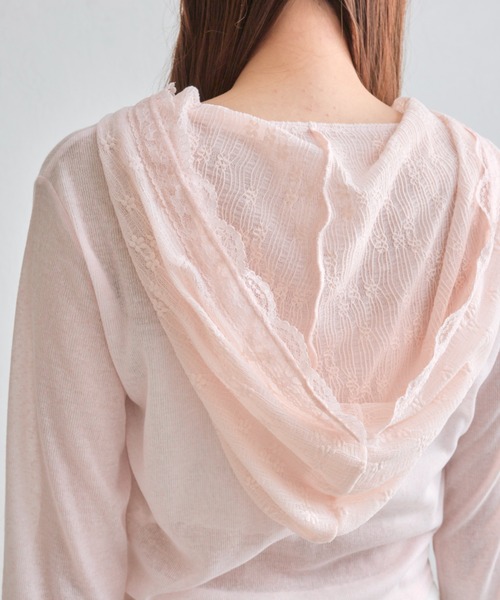 OLIVE des OLIVE（オリーブデオリーブ）の「【夏まで着れる◎/着痩せ】レースパーカー（パーカー・レディース・オフホワイト/ピンク/ブラック・FREE）」の8枚目の写真