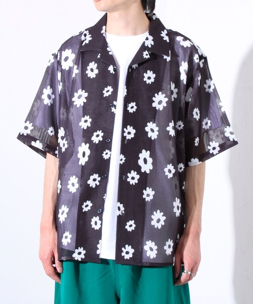 GLOSTER（グロスター）の「【GLOSTER/グロスター】フラワーメッシュシャツ ショートスリーブ オープンカラー 開襟シャツ（シャツ/ブラウス・メンズ・ブラック系その他/ブルー系その他/イエロー系その他・S/M/L）」の21枚目の写真