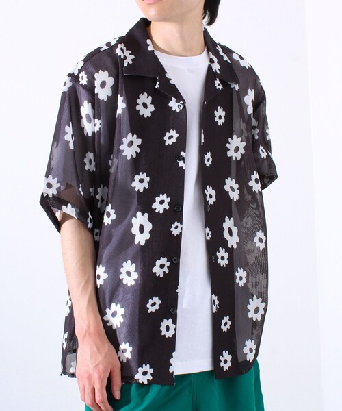 GLOSTER（グロスター）の「【GLOSTER/グロスター】フラワーメッシュシャツ ショートスリーブ オープンカラー 開襟シャツ（シャツ/ブラウス・メンズ・ブラック系その他/ブルー系その他/イエロー系その他・S/M/L）」の18枚目の写真