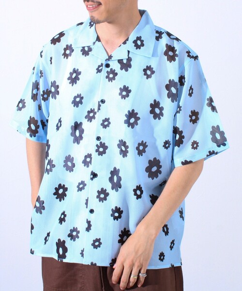 GLOSTER（グロスター）の「【GLOSTER/グロスター】フラワーメッシュシャツ ショートスリーブ オープンカラー 開襟シャツ（シャツ/ブラウス・メンズ・ブラック系その他/ブルー系その他/イエロー系その他・S/M/L）」の11枚目の写真