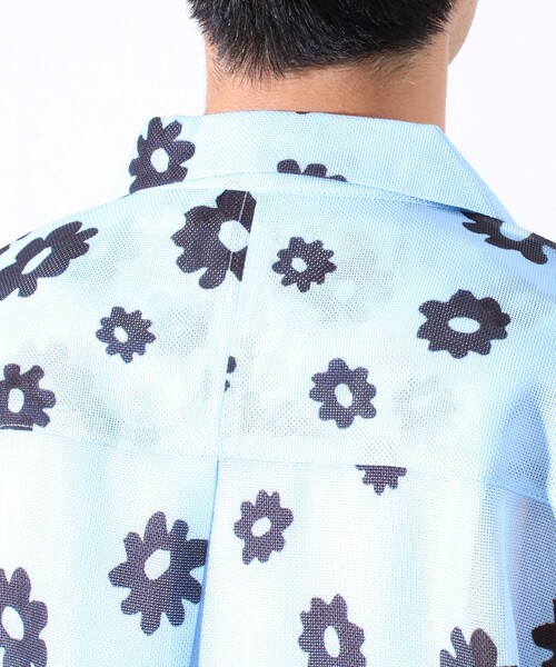 GLOSTER（グロスター）の「【GLOSTER/グロスター】フラワーメッシュシャツ ショートスリーブ オープンカラー 開襟シャツ（シャツ/ブラウス・メンズ・ブラック系その他/ブルー系その他/イエロー系その他・S/M/L）」の5枚目の写真