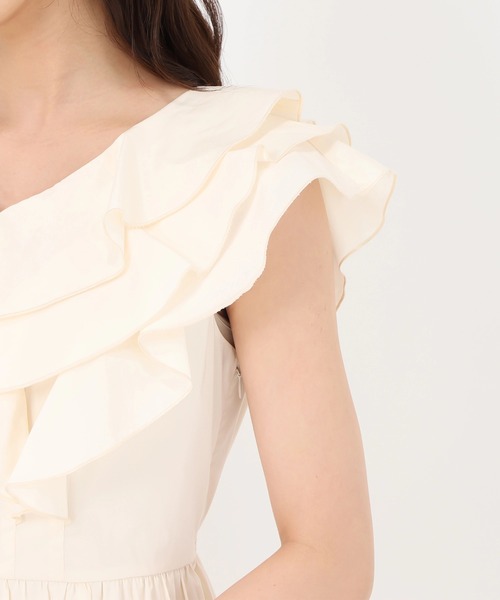 31 Sons de mode（トランテアン　ソン　ドゥ　モード）の「2025春夏新作 フリルカラーワンピース（シャツワンピース・レディース・ブルー/オフホワイト/ブラウン・S/M）」の8枚目の写真