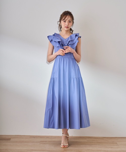 ワンピース RO14 DRESS セール】2025春夏新作 フリルカラーワンピース(シャツ