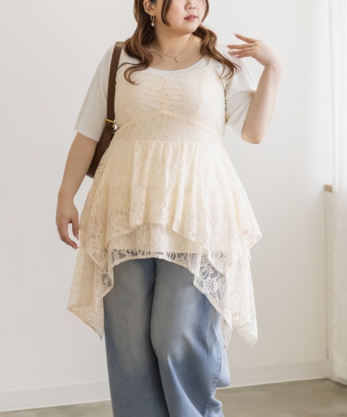 CLETTE(クレット)の「イレヘムレースキャミソール(キャミソール・レディース・アイボリー/ブラック・LL/3L/4L)」の6枚目の写真