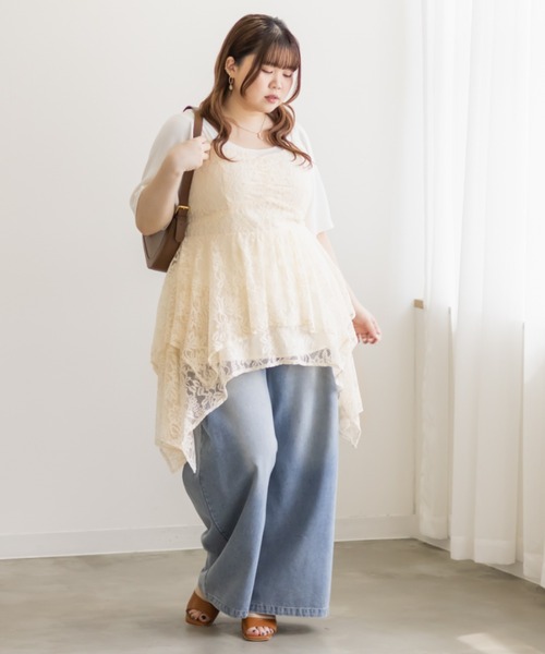 CLETTE(クレット)の「イレヘムレースキャミソール(キャミソール・レディース・アイボリー/ブラック・LL/3L/4L)」の8枚目の写真