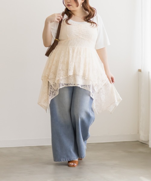 CLETTE(クレット)の「イレヘムレースキャミソール(キャミソール・レディース・アイボリー/ブラック・LL/3L/4L)」の7枚目の写真