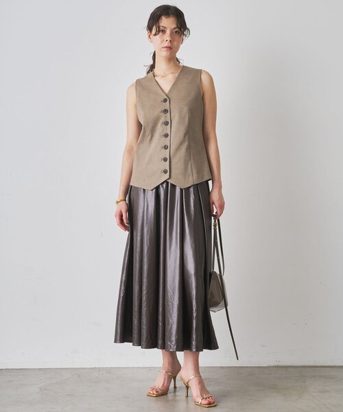 Whim Gazette（ウィムガゼット）の「ノーカラーベスト（ベスト・レディース・グレー/ブラウン・FREE）」の3枚目の写真