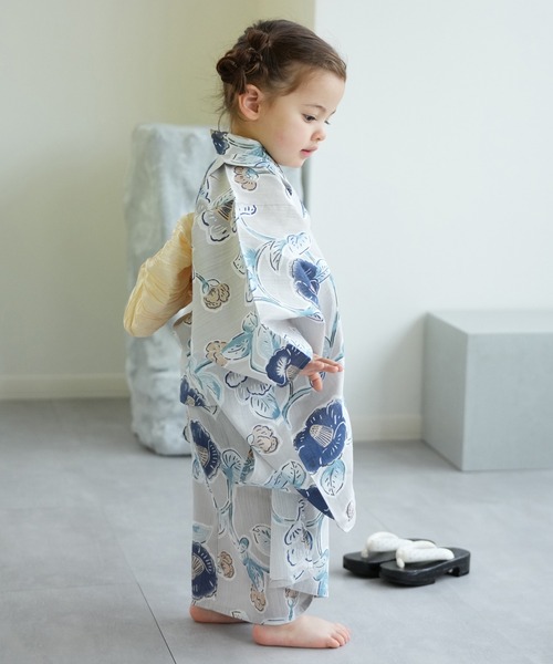浴衣 utatane utatane｜[utatane*Acka.]kids 山茶花 white(lame)浴衣3set