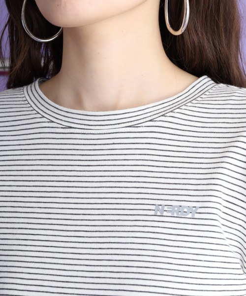 NERDY（ノルディ）の「ストライプ長袖Tシャツ（Tシャツ/カットソー・レディース・ブラック/ホワイト/ピンク・M/SS/S）」の19枚目の写真