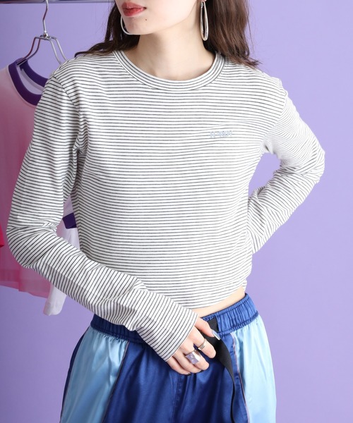 NERDY（ノルディ）の「ストライプ長袖Tシャツ（Tシャツ/カットソー・レディース・ブラック/ホワイト/ピンク・M/SS/S）」の7枚目の写真