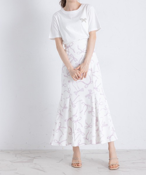 tocco closet(トッコ クローゼット)の「リボンビジュー付きTシャツ(Tシャツ/カットソー・レディース・ピンク/オフホワイト/チャコールグレー・M)」の18枚目の写真