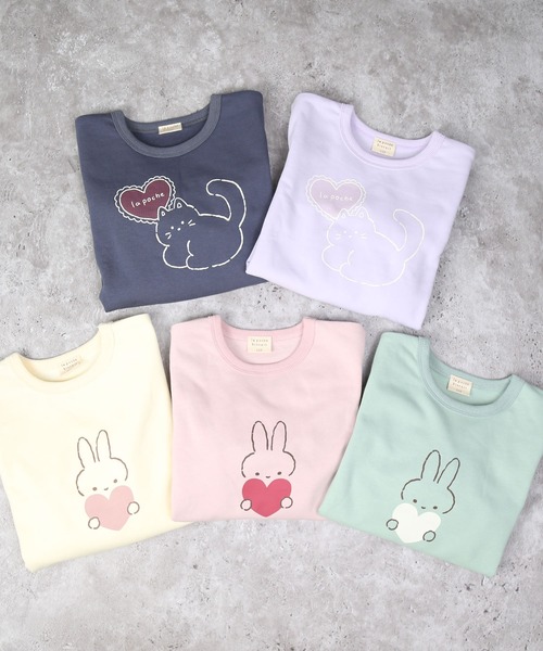 la poche biscuit（ラポシェビスキュイ）の「ハートうさぎトレーナー（スウェット・キッズ・ピンク/ミント/アイボリー・130/120/110/100/90/80）」の7枚目の写真