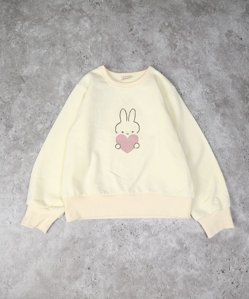 la poche biscuit（ラポシェビスキュイ）の「ハートうさぎトレーナー（スウェット・キッズ・ピンク/ミント/アイボリー・130/120/110/100/90/80）」の9枚目の写真