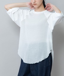 コットンジャージ×ジョーゼットドッキングTシャツ