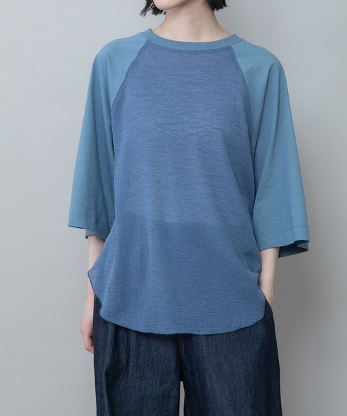 Munich(ミューニック)の「コットンジャージ×ジョーゼットドッキングTシャツ(Tシャツ/カットソー・レディース・グレイッシュベージュ/ブラック・FREE)」の13枚目の写真