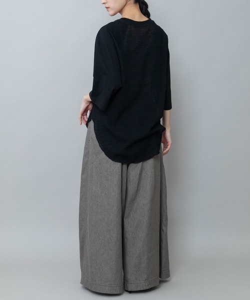 Munich(ミューニック)の「コットンジャージ×ジョーゼットドッキングTシャツ(Tシャツ/カットソー・レディース・グレイッシュベージュ/ブラック・FREE)」の20枚目の写真