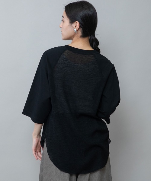 Munich(ミューニック)の「コットンジャージ×ジョーゼットドッキングTシャツ(Tシャツ/カットソー・レディース・グレイッシュベージュ/ブラック・FREE)」の21枚目の写真