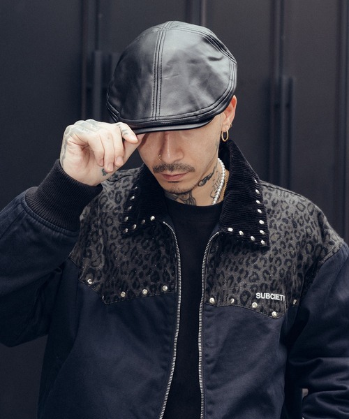 Subciety（サブサエティ）の「Faux leather hunting（ハンチング/ベレー帽・メンズ・ブラウン/ブラック・FREE）」の5枚目の写真