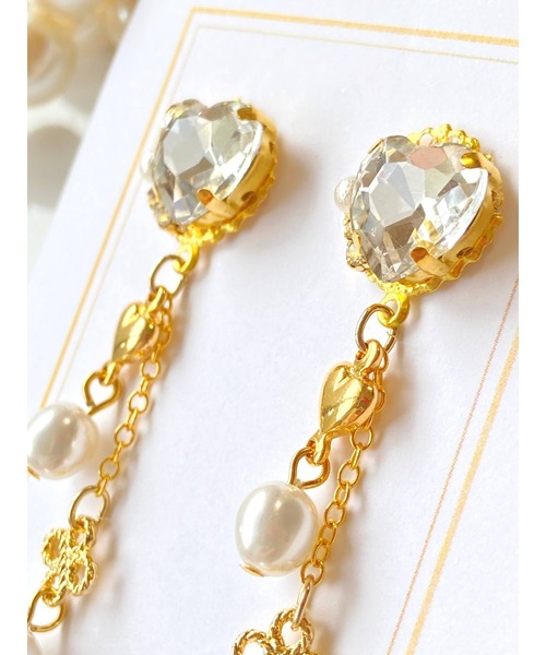 VIBGYOR（ヴィブジョー）の「【MUURABBTI】ハートビジューのプリンセスピアス(MA)（ピアス（両耳用）・レディース・ゴールド・FREE）」の2枚目の写真