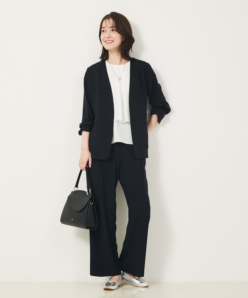 abahouse mavie（アバハウスマヴィ）の「【エニデイカセット・サマー】 ジョーゼットノーカラージャケット（ノーカラージャケット・レディース・ブラック/ダークネイビー・40/38/36）」の19枚目の写真