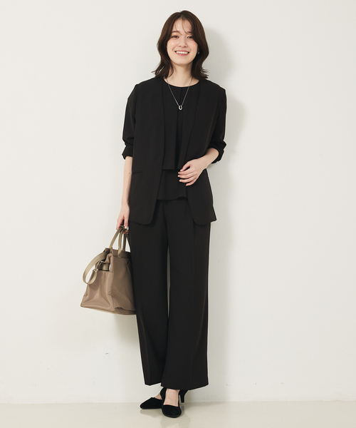 abahouse mavie（アバハウスマヴィ）の「【エニデイカセット・サマー】 ジョーゼットノーカラージャケット（ノーカラージャケット・レディース・ブラック/ダークネイビー・40/38/36）」の5枚目の写真