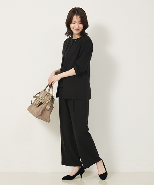 abahouse mavie（アバハウスマヴィ）の「【エニデイカセット・サマー】 ジョーゼットノーカラージャケット（ノーカラージャケット・レディース・ブラック/ダークネイビー・40/38/36）」の6枚目の写真