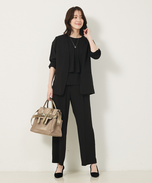 abahouse mavie（アバハウスマヴィ）の「【エニデイカセット・サマー】 ジョーゼットノーカラージャケット（ノーカラージャケット・レディース・ブラック/ダークネイビー・40/38/36）」の7枚目の写真