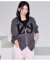 ILLIGOグレーパーカー♡ ILLIGO 129 LOGO PATCH HOODIE ZIP-UP ILLIGO イリゴ トップス