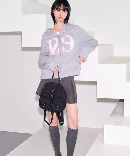 ILLIGO イリゴパーカーグレー韓国 ILLIGO 129 LOGO PATCH HOODIE ZIP-UP ILLIGO イリゴ トップス