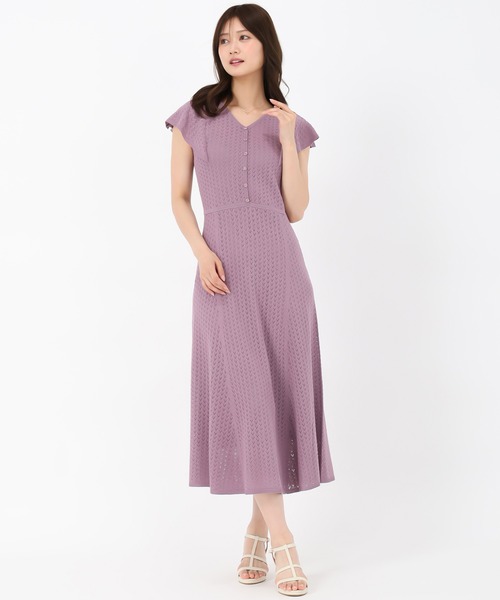MISCH MASCH(ミッシュマッシュ)の「クロシェ風透かし柄ニットワンピース(ワンピース・レディース・ブラック/ベージュ/パープル・フリ-)」の12枚目の写真